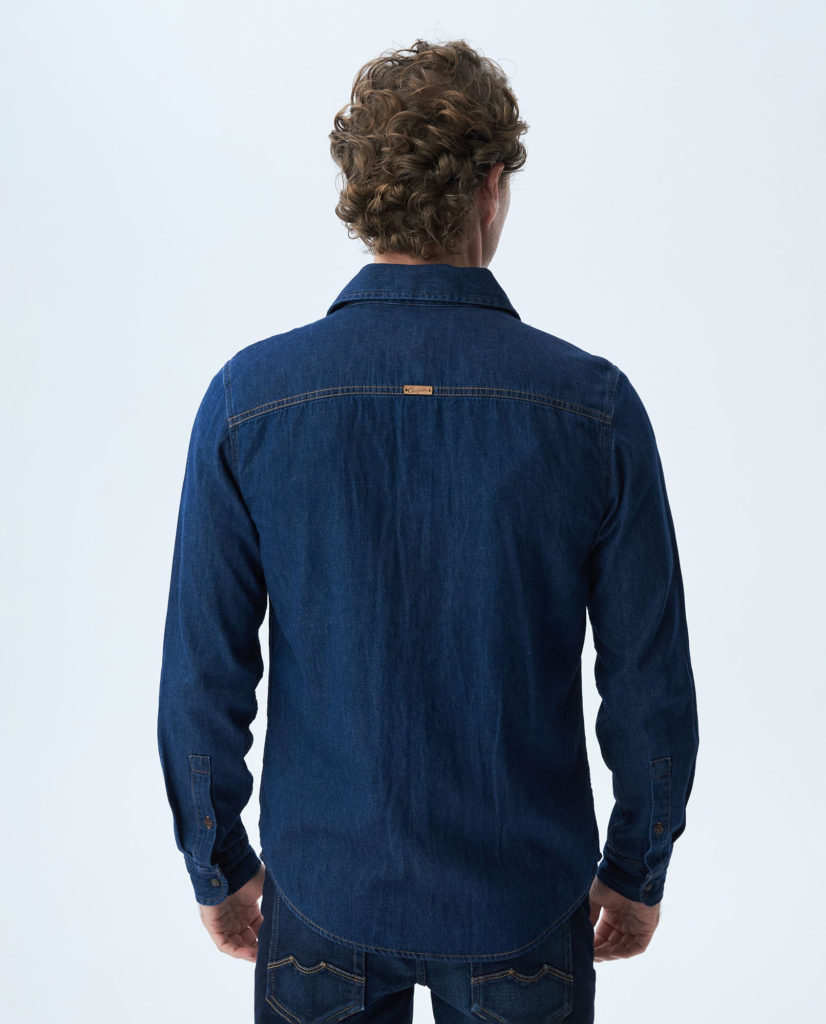 Men's Denim Shirt Classic Fit Long Sleeve - Dark Blue - Blue 63_310E801_AZU184530_4