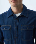 Men's Denim Shirt Classic Fit Long Sleeve - Dark Blue - Blue 63_310E801_AZU184530_5