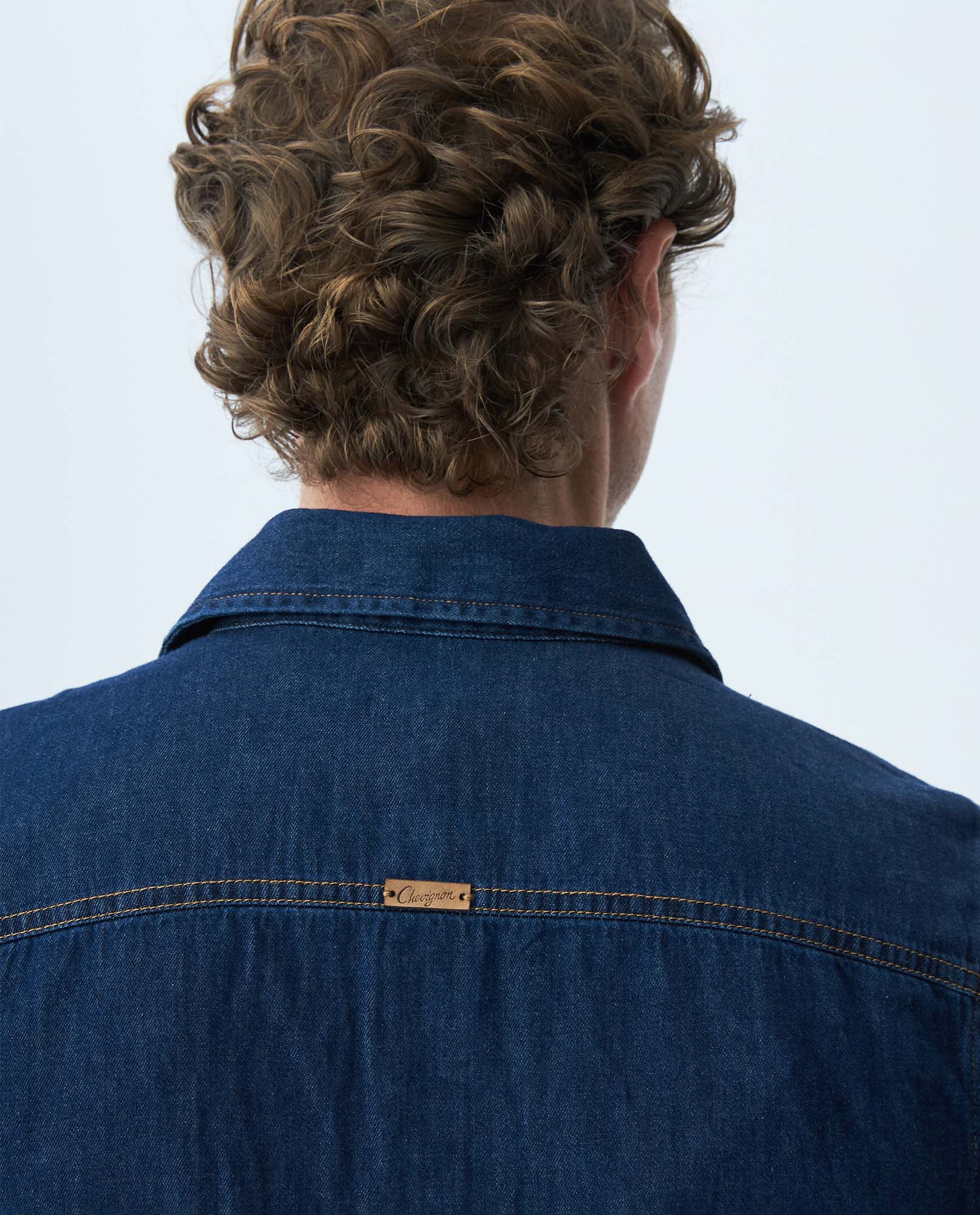 Men's Denim Shirt Classic Fit Long Sleeve - Dark Blue - Blue 63_310E801_AZU184530_6