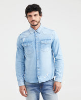 Men's Denim Trucker Jacket Light Blue Comfort Denim 311G002 - 1