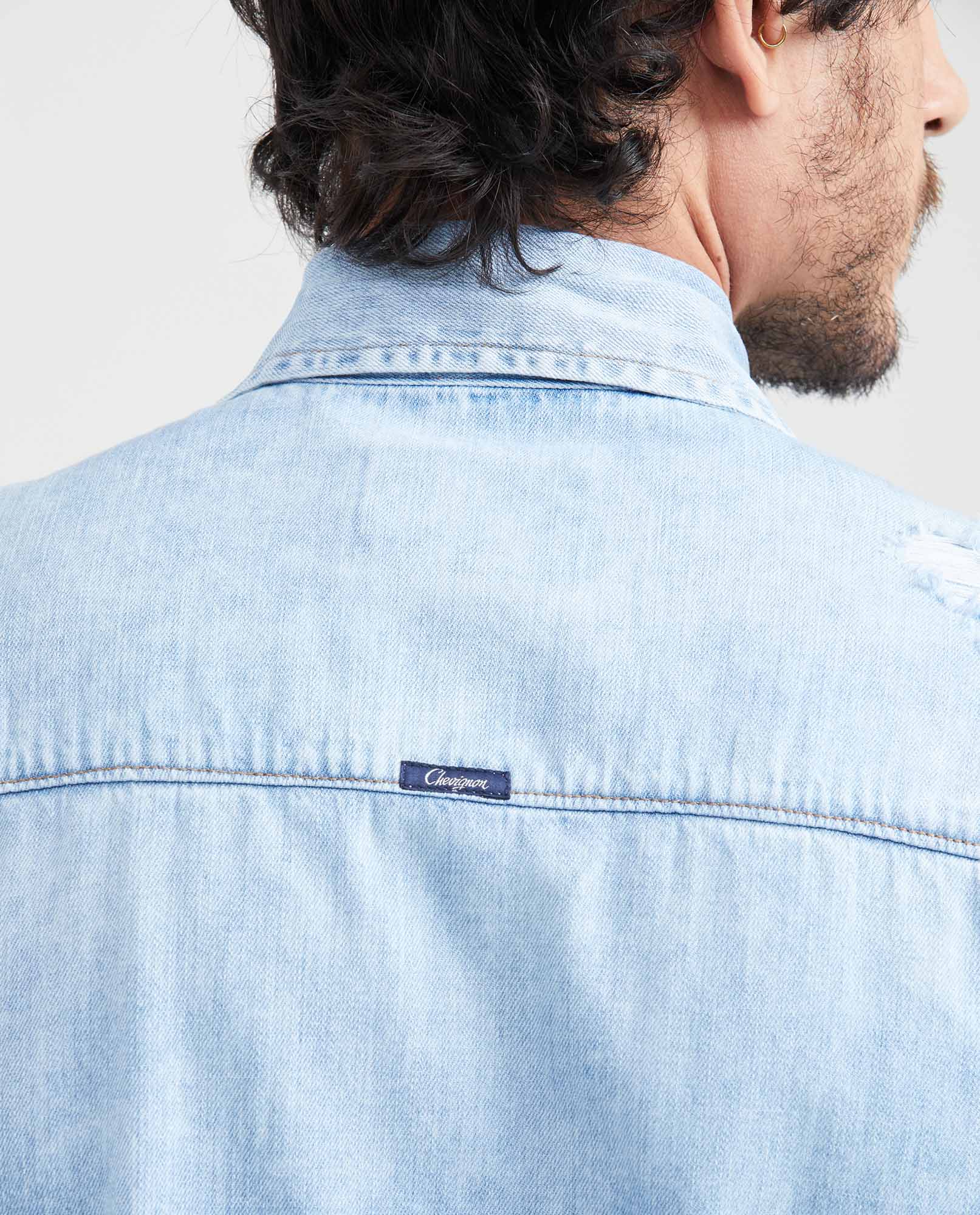 Men's Denim Trucker Jacket Light Blue Comfort Denim 311G002 - 4