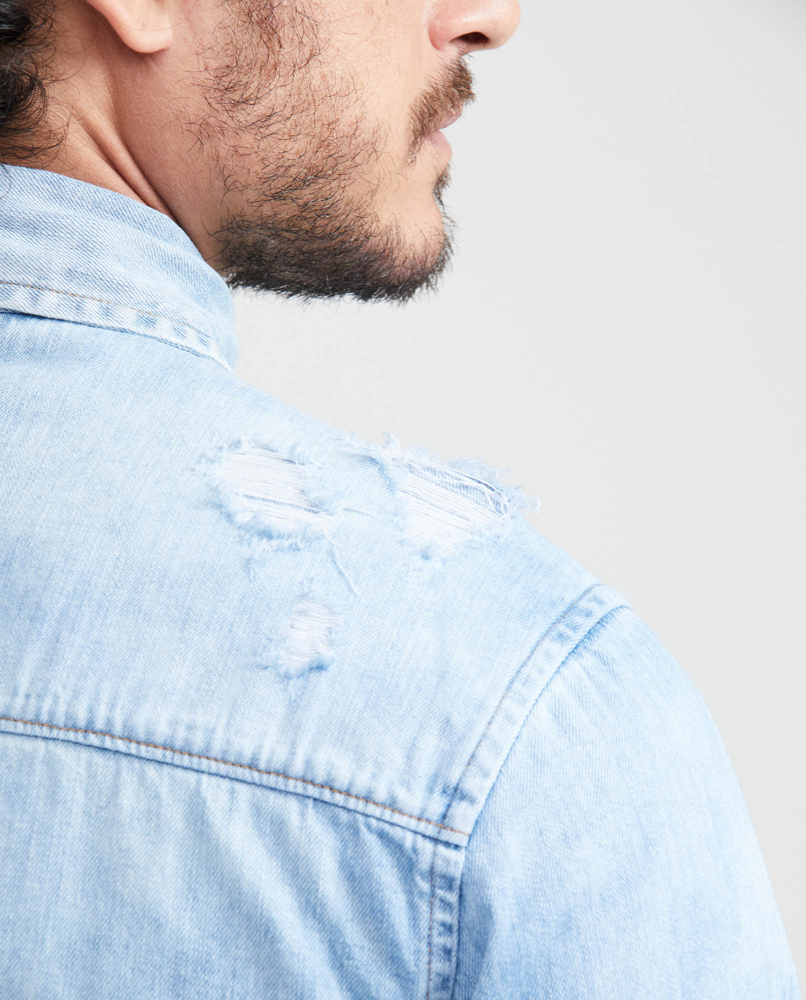 Men's Denim Trucker Jacket Light Blue Comfort Denim 311G002 - 5