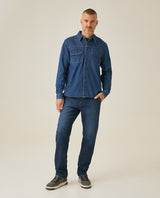 Camisa de Hombre Manga Larga Workwear Lavado Oscuro en Algodón - Blue 63_311H000_AZU193924_4