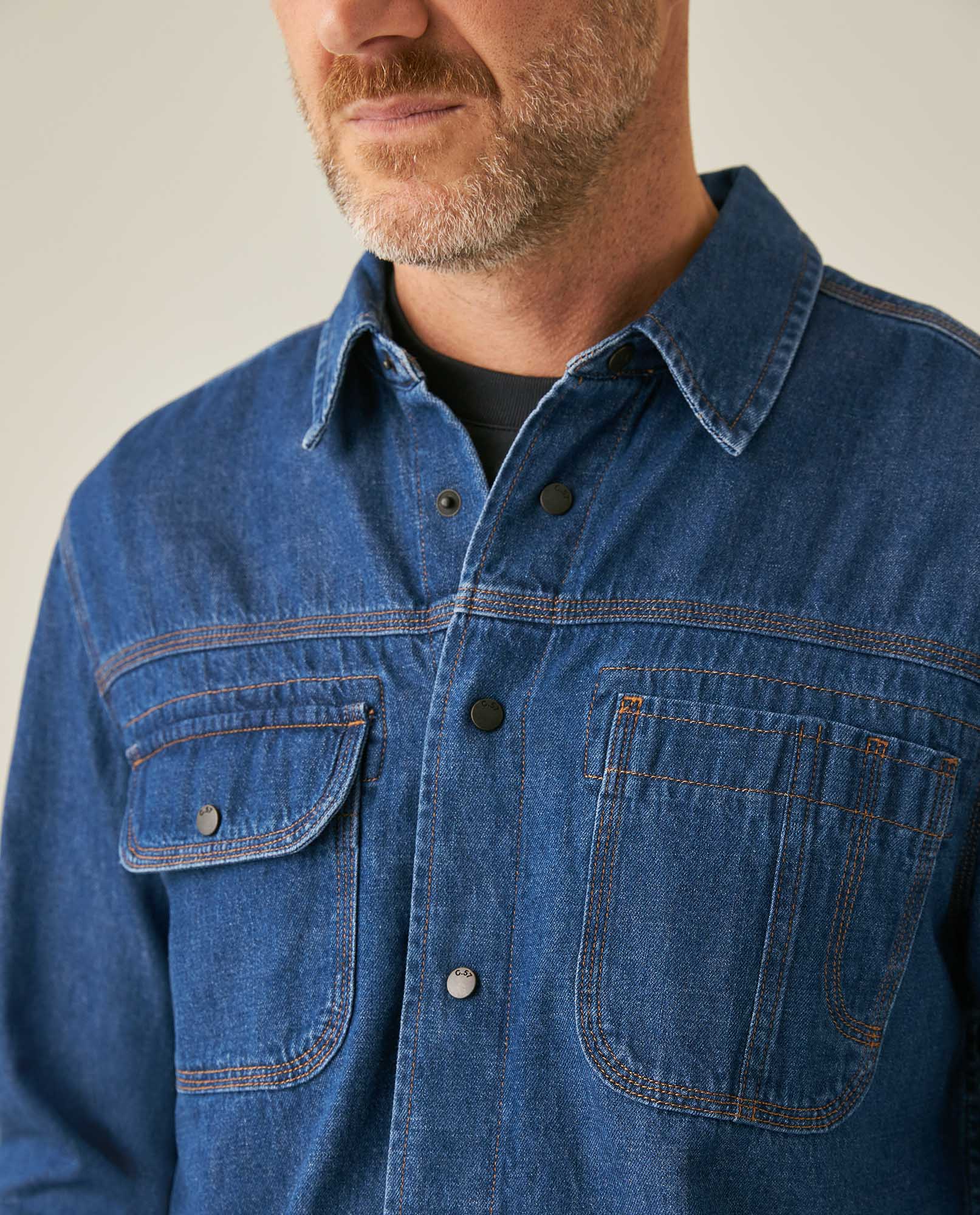 Camisa de Hombre Manga Larga Workwear Lavado Oscuro en Algodón - Blue 63_311H000_AZU193924_5