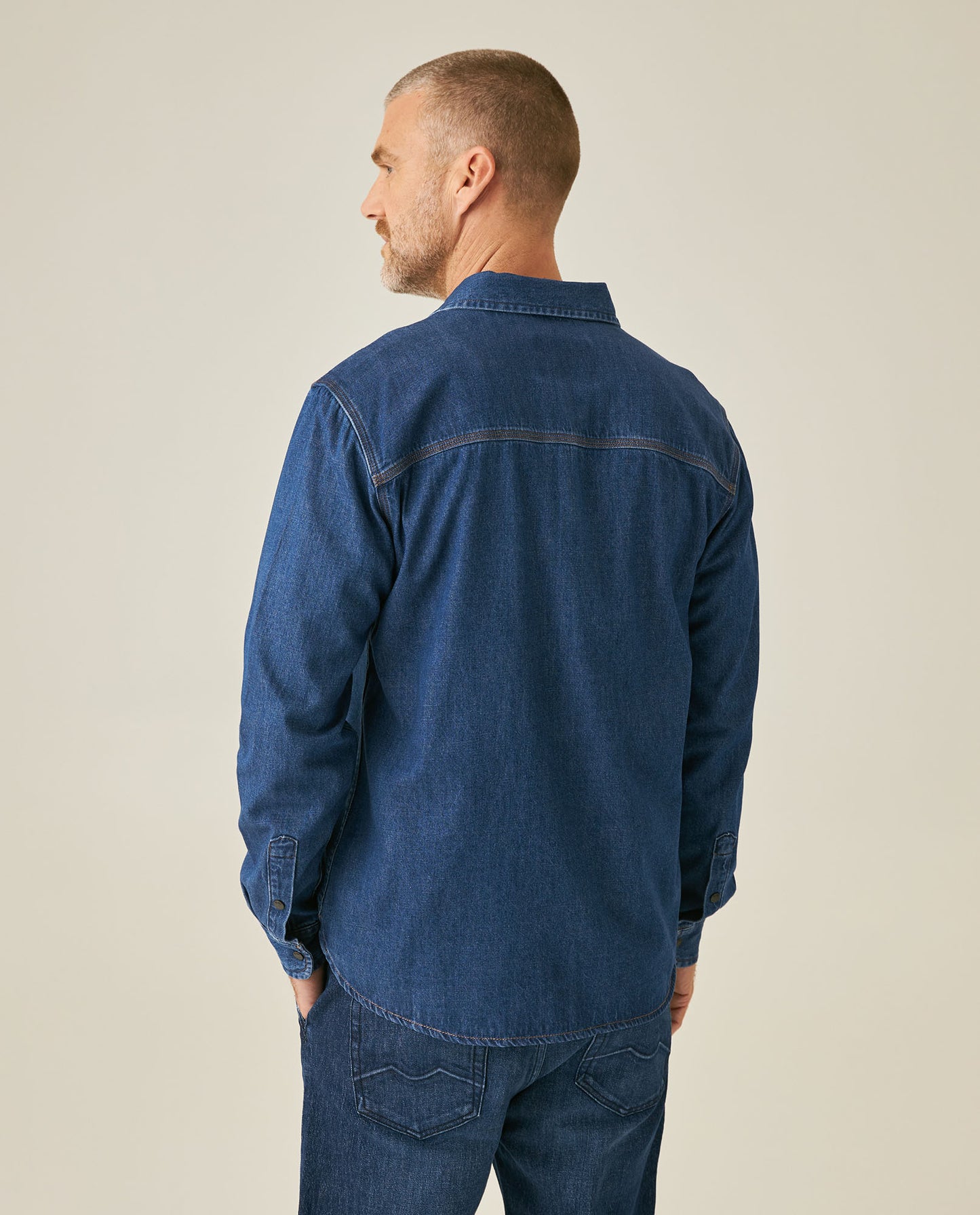 Camisa de Hombre Manga Larga Workwear Lavado Oscuro en Algodón - Blue 63_311H000_AZU193924_6