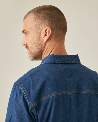 Camisa de Hombre Manga Larga Workwear Lavado Oscuro en Algodón - Blue 63_311H000_AZU193924_7