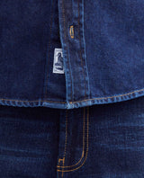 Men's Long Sleeve Shirt Dark Wash Flap Pockets in Cotton 312F003 - 4