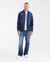 Men's Slim Fit Dark Wash Denim Shirt with Metal Buttons in Non-Stretch Cotton 312G000 - 2