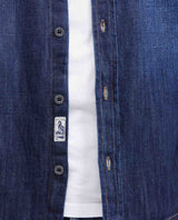 Men's Slim Fit Dark Wash Denim Shirt with Metal Buttons in Non-Stretch Cotton 312G000 - 4