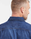 Men's Slim Fit Dark Wash Denim Shirt with Metal Buttons in Non-Stretch Cotton 312G000 - 6