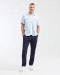 Men's Slim Fit Light Wash Short Sleeve Denim Shirt in Non-Stretch Cotton 312G001 - 2