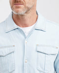 Men's Slim Fit Light Wash Short Sleeve Denim Shirt in Non-Stretch Cotton 312G001 - 3