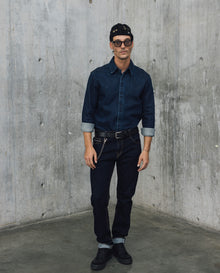 Mens Relaxed Fit Dark Denim Shirt - Special Collection - Blue 63_312H200_AZU193924_3