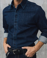 Mens Relaxed Fit Dark Denim Shirt - Special Collection - Blue 63_312H200_AZU193924_6