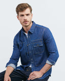 CLASSIC FIT DENIM WORK SHIRT IN BLUE