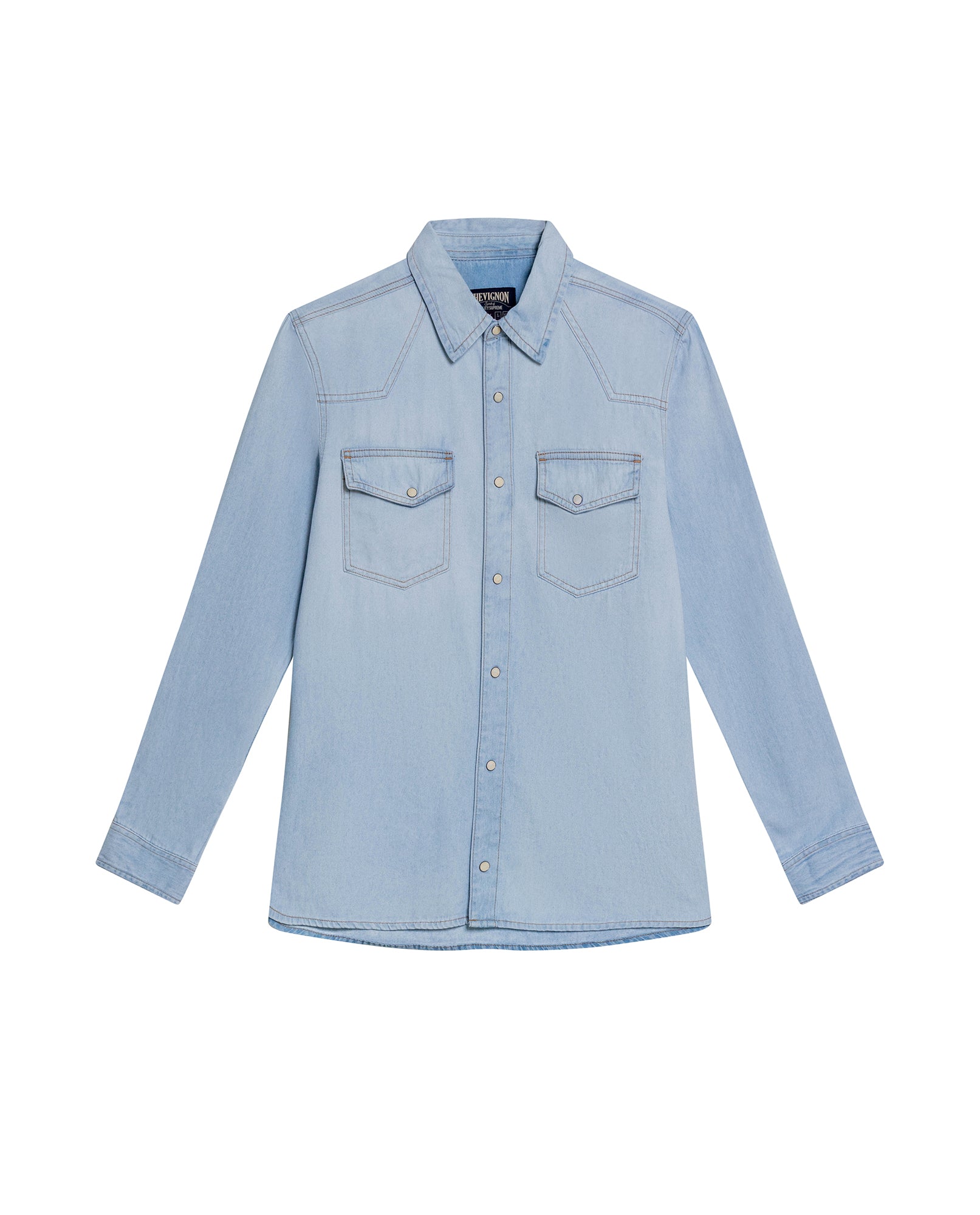 Men's Slim Fit Denim Shirt in Cotton, Midnight 319G000 - 2