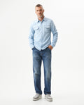 Men's Slim Fit Denim Shirt in Cotton, Midnight 319G000 - 3