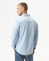Men's Slim Fit Denim Shirt in Cotton, Midnight 319G000 - 5