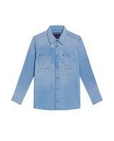 Men's Long Sleeve Denim Shirt in Cotton Regular Fit, Twilight - 1