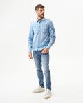 Men's Long Sleeve Denim Shirt in Cotton Regular Fit, Twilight - 3