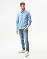 Men's Long Sleeve Denim Shirt in Cotton Regular Fit, Twilight - 3