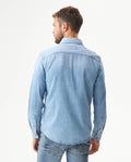 Men's Long Sleeve Denim Shirt in Cotton Regular Fit, Twilight - 5