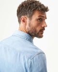 Men's Long Sleeve Denim Shirt in Cotton Regular Fit, Twilight - 6