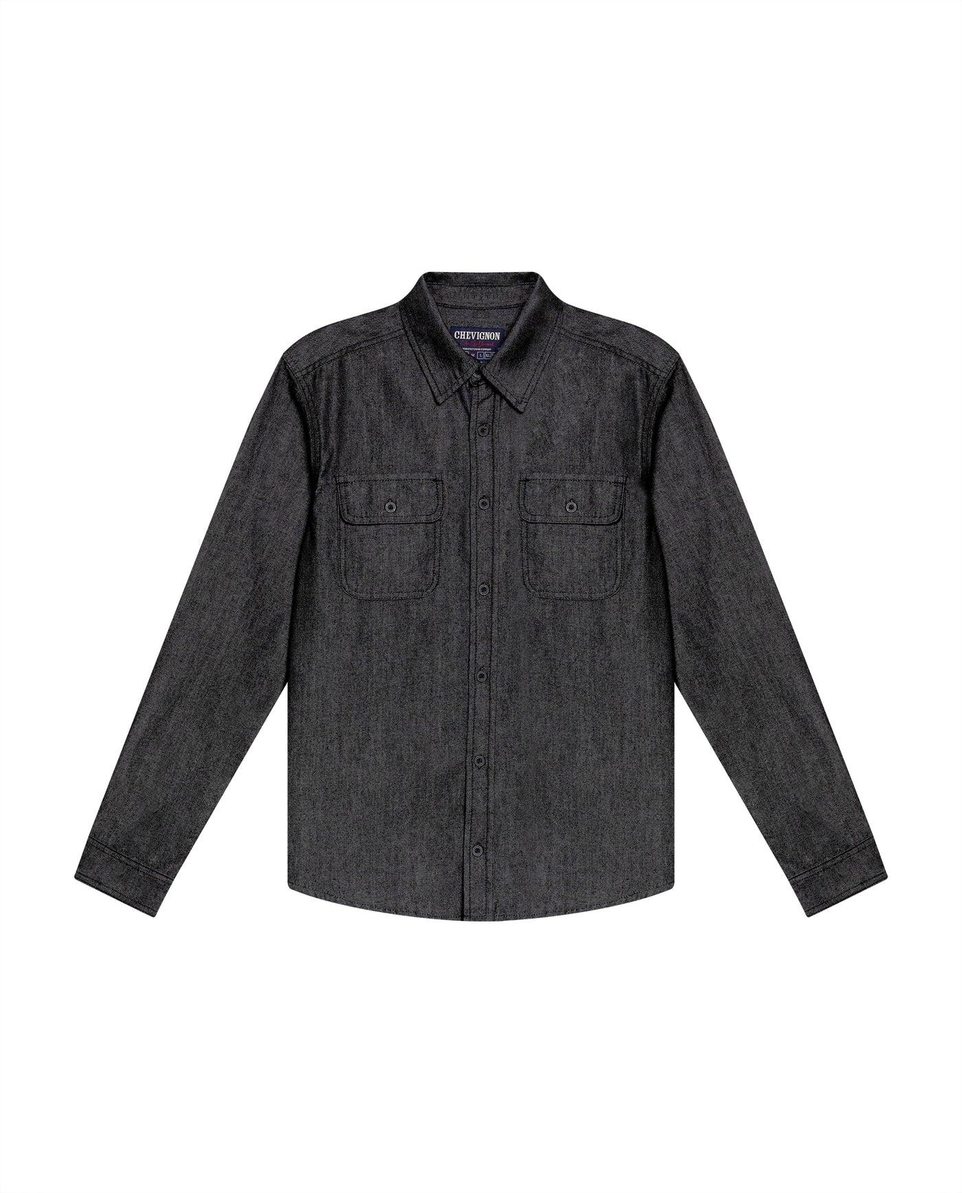Men's Slim Fit Long Sleeve Denim Shirt in Cotton-Polyester-Rayon Blend, Nocturne - 1