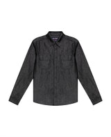 Men's Slim Fit Long Sleeve Denim Shirt in Cotton-Polyester-Rayon Blend, Nocturne - 1