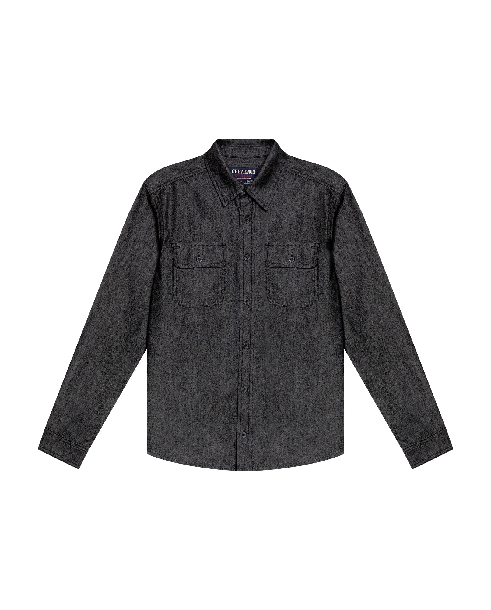 Men's Slim Fit Long Sleeve Denim Shirt in Cotton-Polyester-Rayon Blend, Nocturne - 1