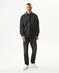 Men's Slim Fit Long Sleeve Denim Shirt in Cotton-Polyester-Rayon Blend, Nocturne - 3