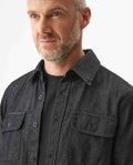 Men's Slim Fit Long Sleeve Denim Shirt in Cotton-Polyester-Rayon Blend, Nocturne - 4