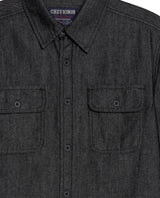 Men's Slim Fit Long Sleeve Denim Shirt in Cotton-Polyester-Rayon Blend, Nocturne - 7