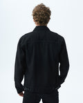 Men's Black Trucker Jacket Shoulder Epaulettes Cotton 320E802 - 3