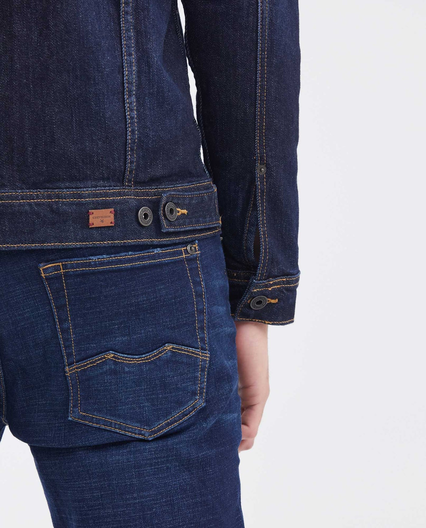Men's Cotton-Spandex Trucker Jacket - Blue 320F000 - 7