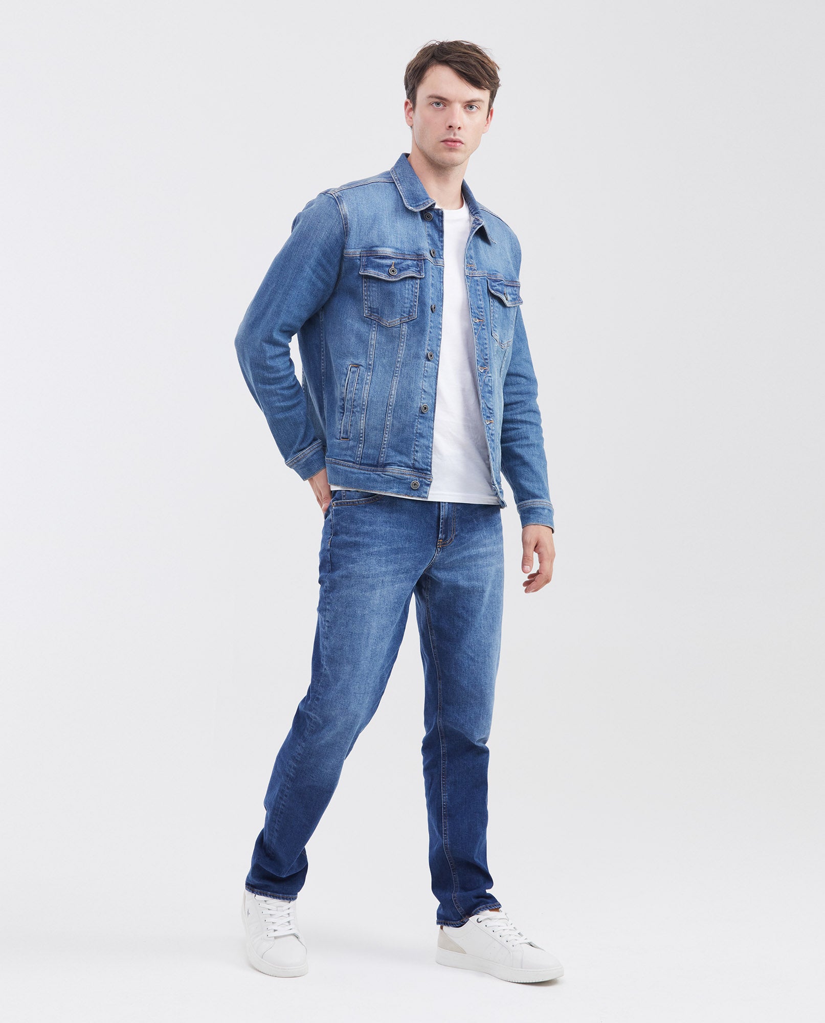 Men's Denim Trucker Jacket - Blue 320F001 - 8