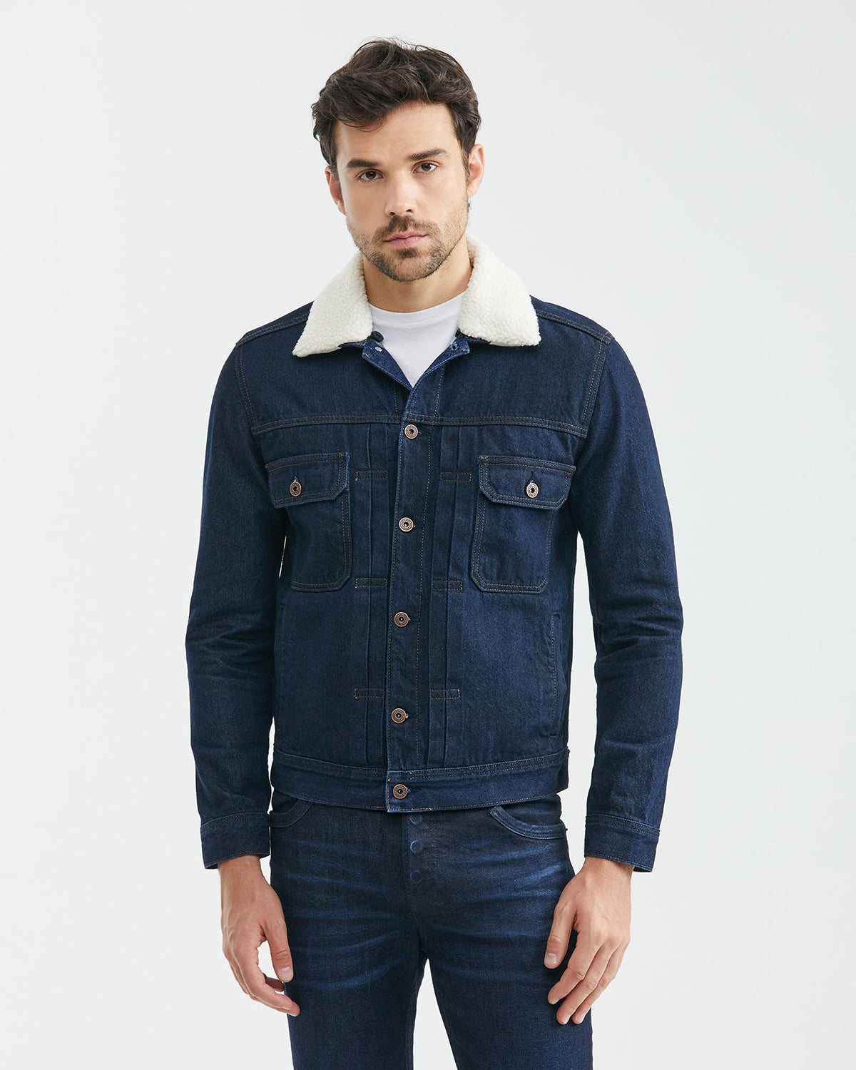 DARK WASH DENIM UTILITY JACKET