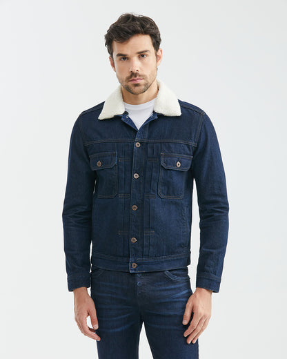 DARK WASH DENIM UTILITY JACKET
