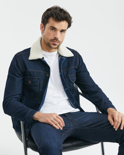 DARK WASH DENIM UTILITY JACKET