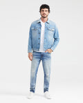 Men's Western Denim Shirt Slim Fit Light Wash - 7