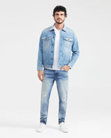 Men's Western Denim Shirt Slim Fit Light Wash - 7