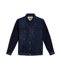 Mens Trucker Jacket Lined Dark Wash Cotton Elastane Full Cotton Lining Metal Buttons - Blue 63_321H001_AZU193924_3
