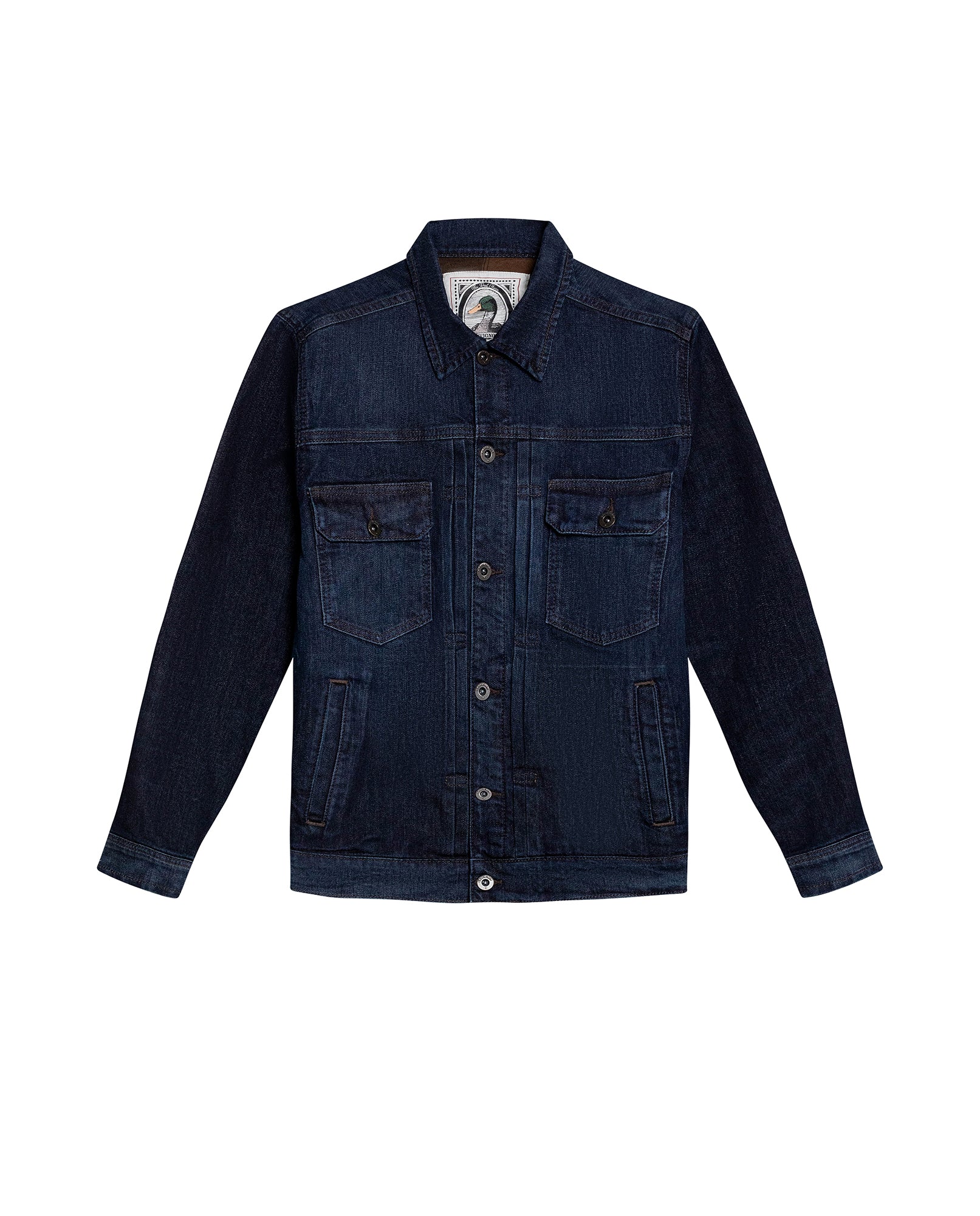 Mens Trucker Jacket Lined Dark Wash Cotton Elastane Full Cotton Lining Metal Buttons - Blue 63_321H001_AZU193924_3