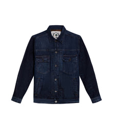 Mens Trucker Jacket Lined Dark Wash Cotton Elastane Full Cotton Lining Metal Buttons - Blue 63_321H001_AZU193924_3