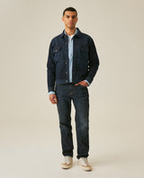 Mens Trucker Jacket Lined Dark Wash Cotton Elastane Full Cotton Lining Metal Buttons - Blue 63_321H001_AZU193924_4
