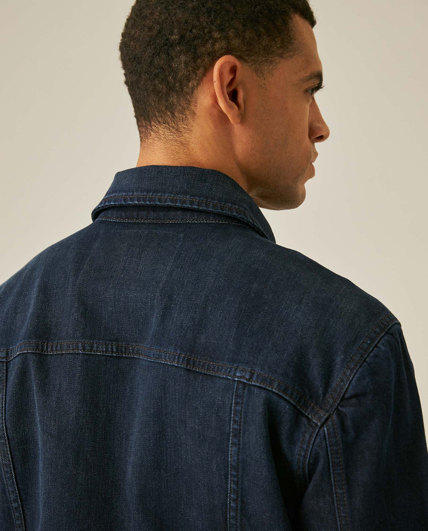 Mens Trucker Jacket Lined Dark Wash Cotton Elastane Full Cotton Lining Metal Buttons - Blue 63_321H001_AZU193924_7