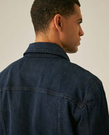 Mens Trucker Jacket Lined Dark Wash Cotton Elastane Full Cotton Lining Metal Buttons - Blue 63_321H001_AZU193924_7