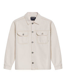 Mens Shacket Straight Silhouette Raw Ivory Wash Cotton Contrast Stitching Patch Pockets - Raw 63_321H002_CRU134403_3