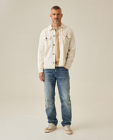 Mens Shacket Straight Silhouette Raw Ivory Wash Cotton Contrast Stitching Patch Pockets - Raw 63_321H002_CRU134403_4
