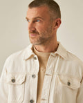 Mens Shacket Straight Silhouette Raw Ivory Wash Cotton Contrast Stitching Patch Pockets - Raw 63_321H002_CRU134403_5